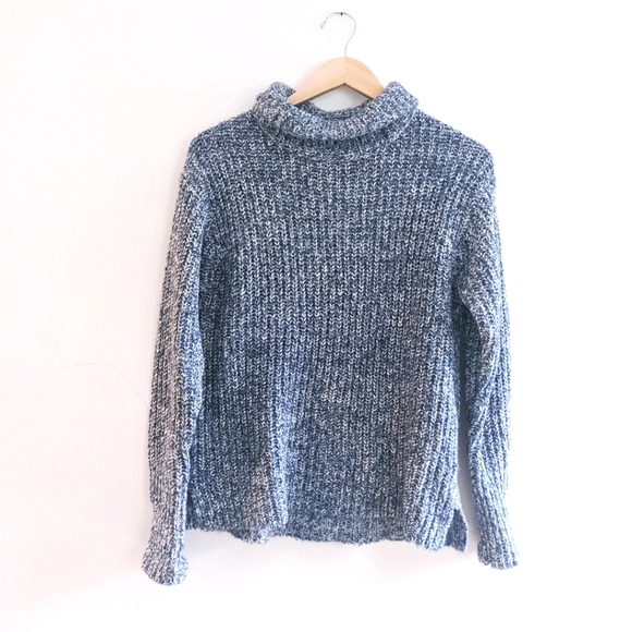 J Crew Point Sur ribbed turtleneck sweater in marled blue - Picture 2 of 5
